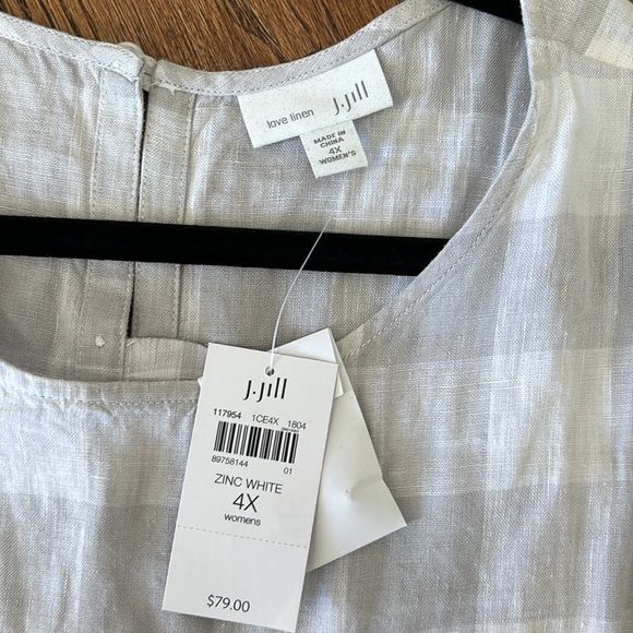 JJill 100% Linen 4X gingham plaid blouse, NWT - Picture 4 of 8